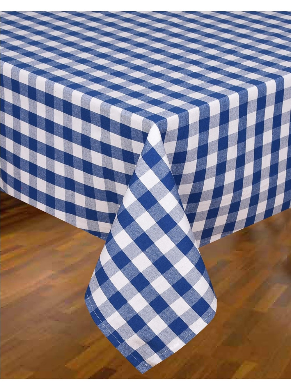 Urban Villa Cotton Blue White Gingham Tablecloth - Picture 2 of 5